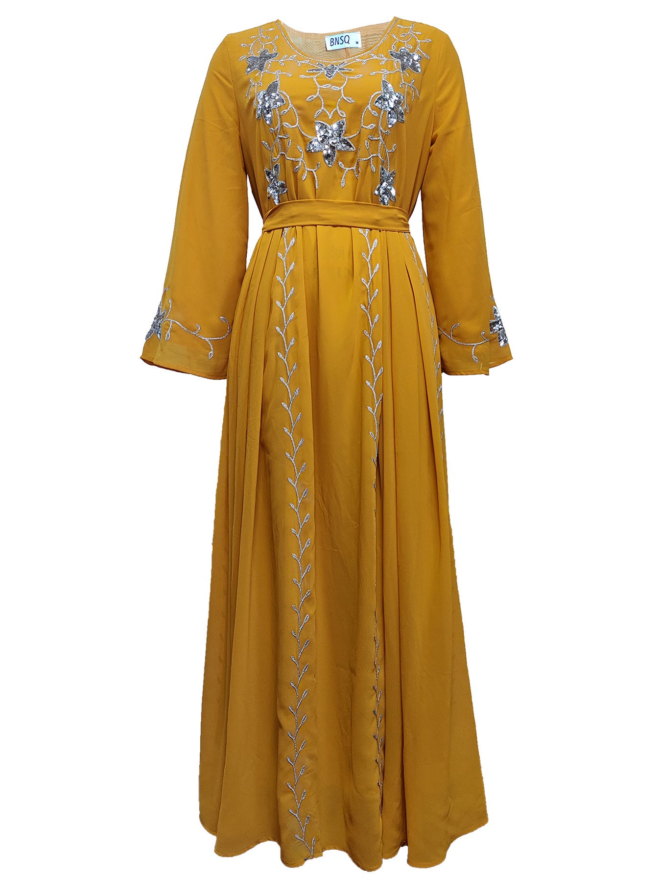 Elegante vestido con apliques bordados para cena de fiesta