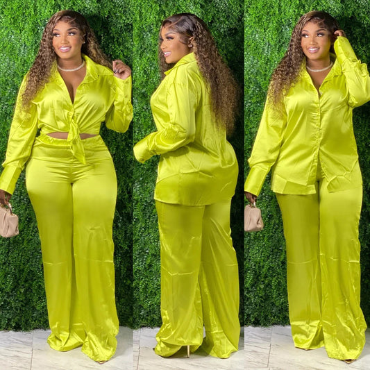 Ropa de mujer de gran tamaño Nuevo traje casual de dos piezas de moda de color sólido