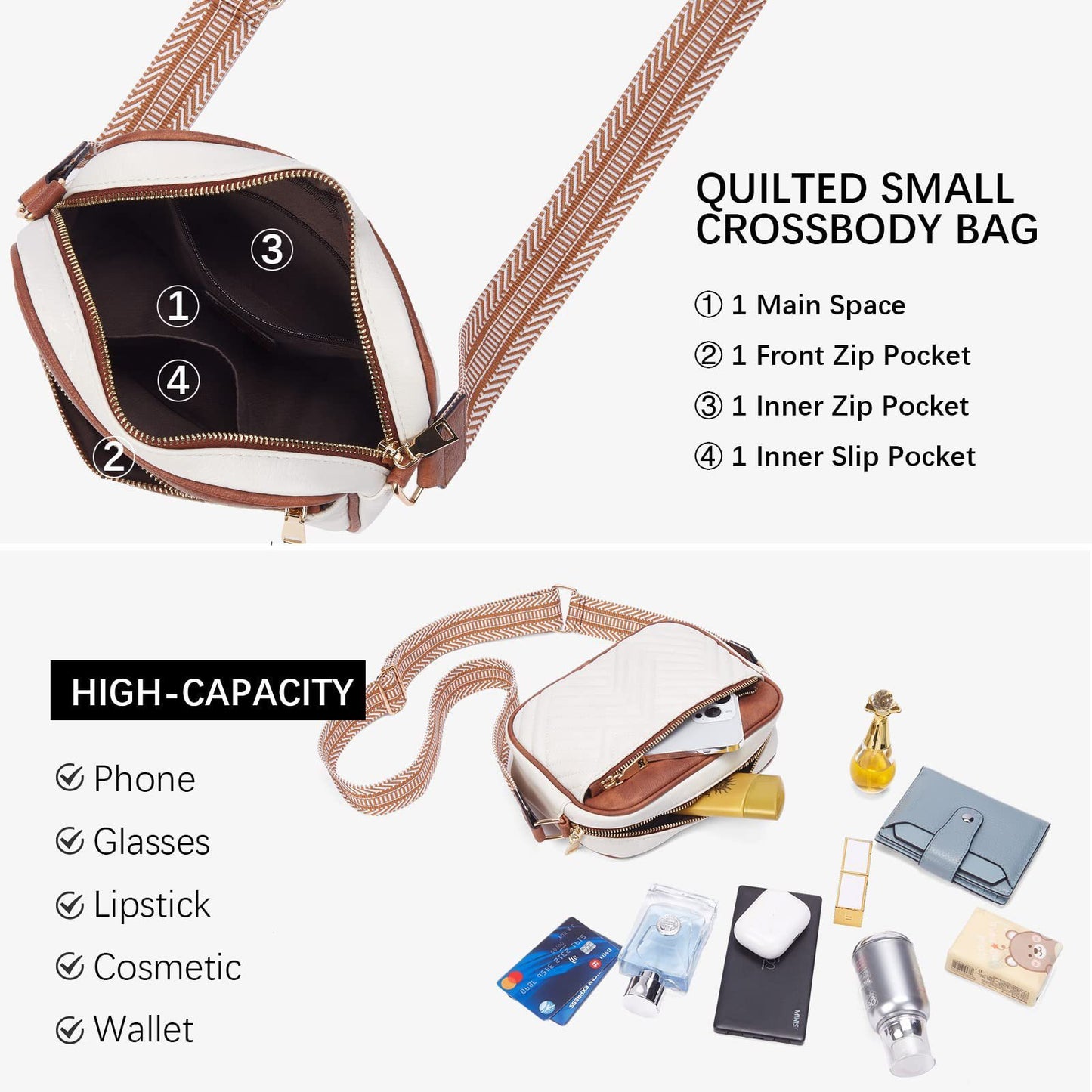 BOSTANTEN RFID Leather Wallet bundle Quilted Crossbody Bags for Women