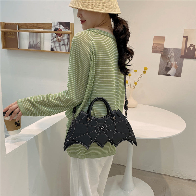 Sacs à bandoulière en forme de toile d'araignée pour Halloween, sacs à main en PU de style Batgirl Tide, sac messager à la mode