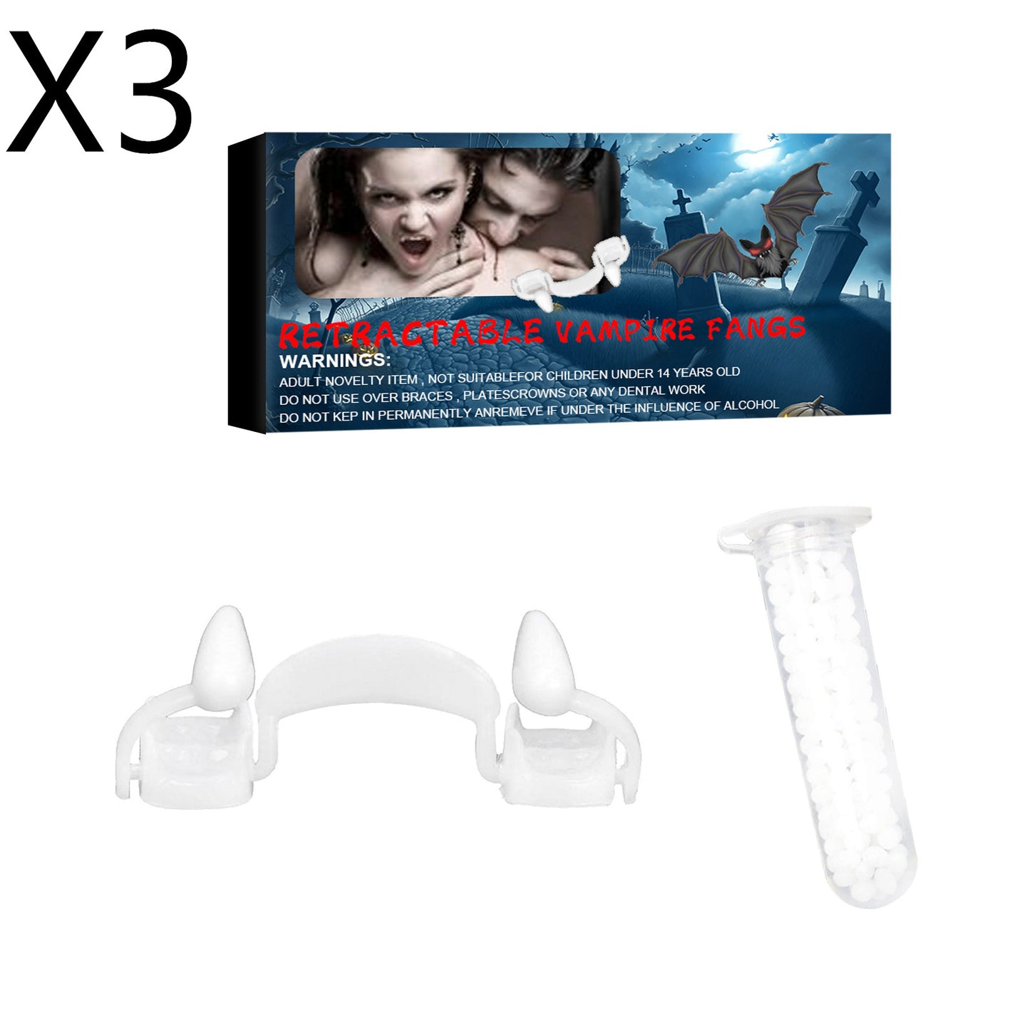 Dentaduras postizas de vampiro para Halloween Dientes de tigre falsos retráctiles para Halloween Decoraciones de cosplay para fiestas de Halloween