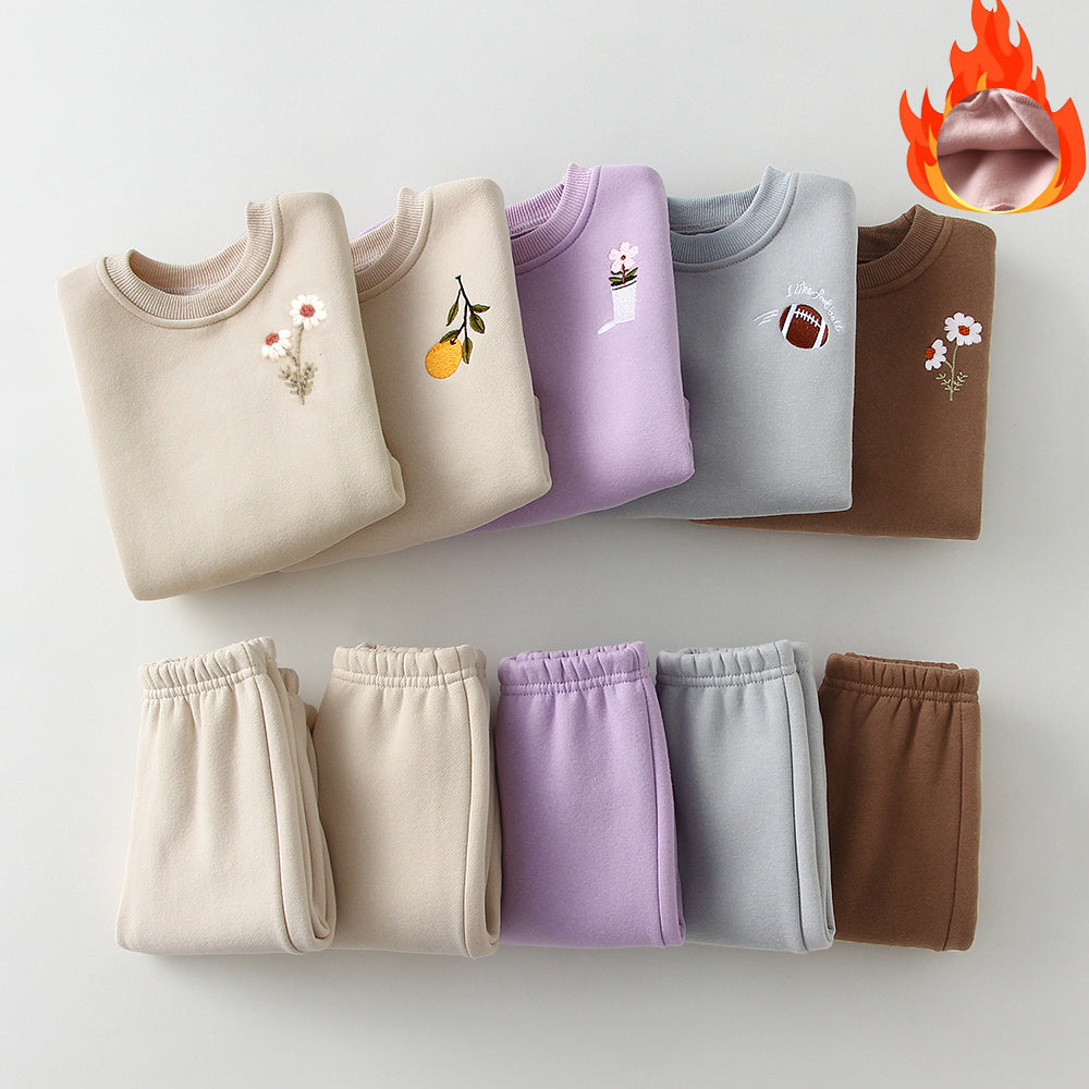 Conjunto de 2 piezas de ropa de invierno para bebé niña y niño Eroidery Thien Fle