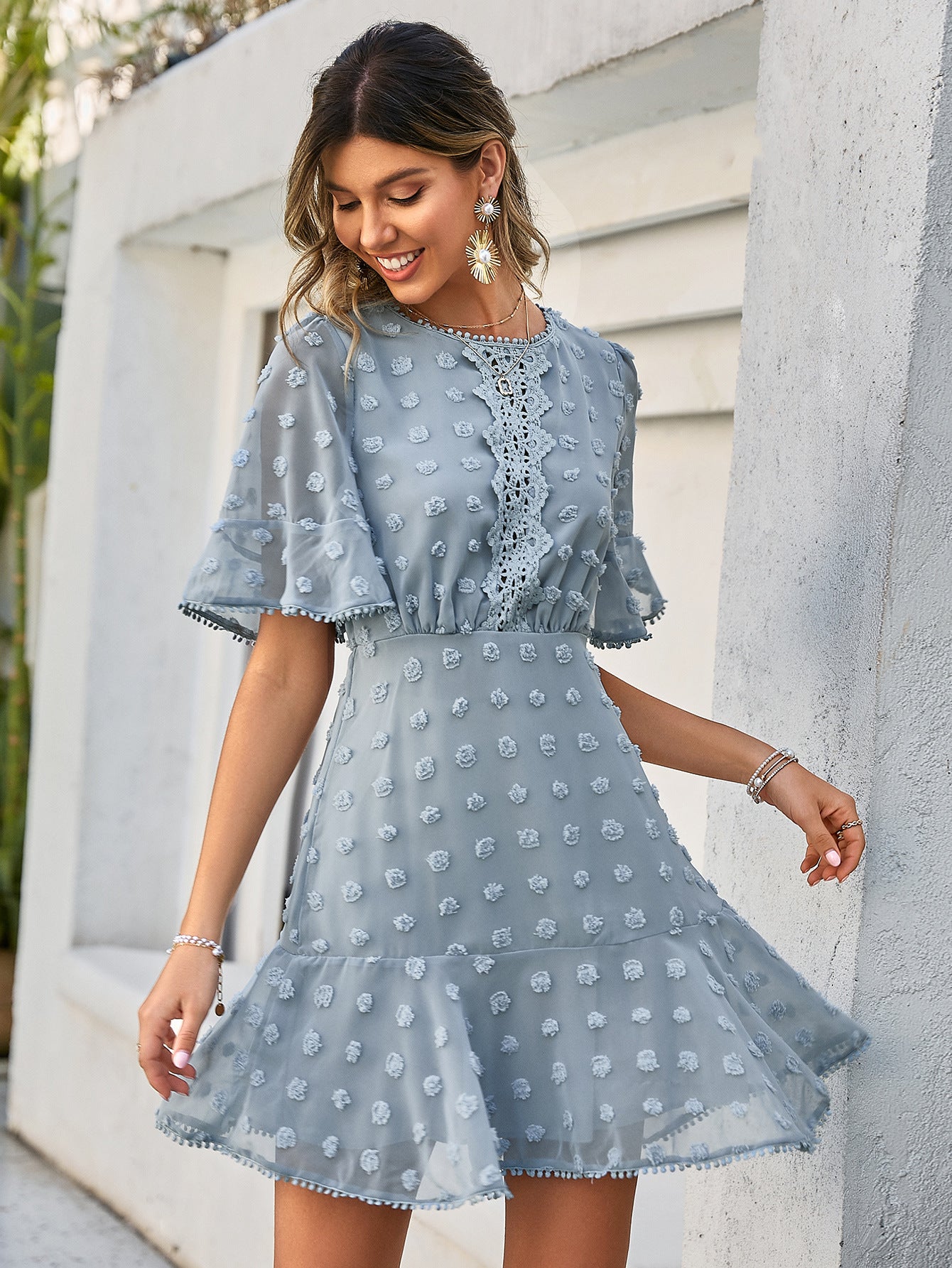Spring And Summer Front Lace Dress INS Hem Cuff Lace Fringed Women's Skirt