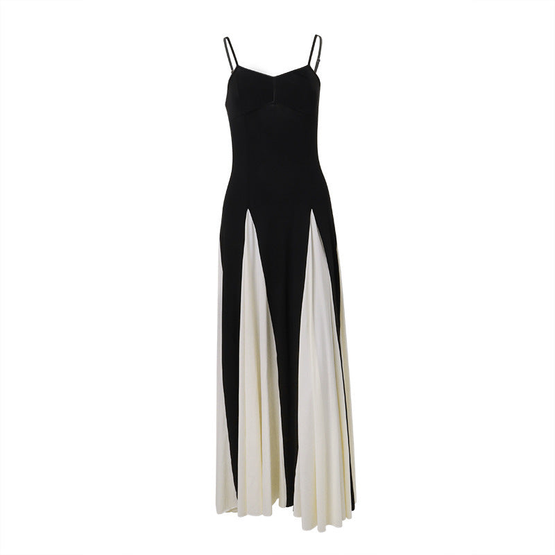 Vestido con tirantes en contraste de color a la moda para mujer