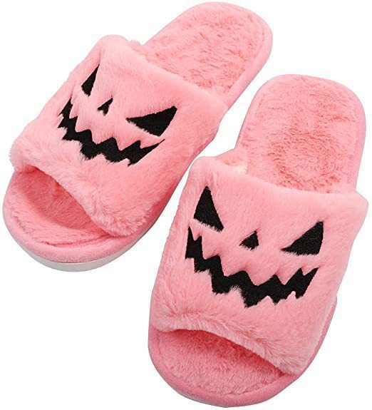 Chaussures d'Halloween, pantoufles d'hiver mignonnes et chaudes pour femmes