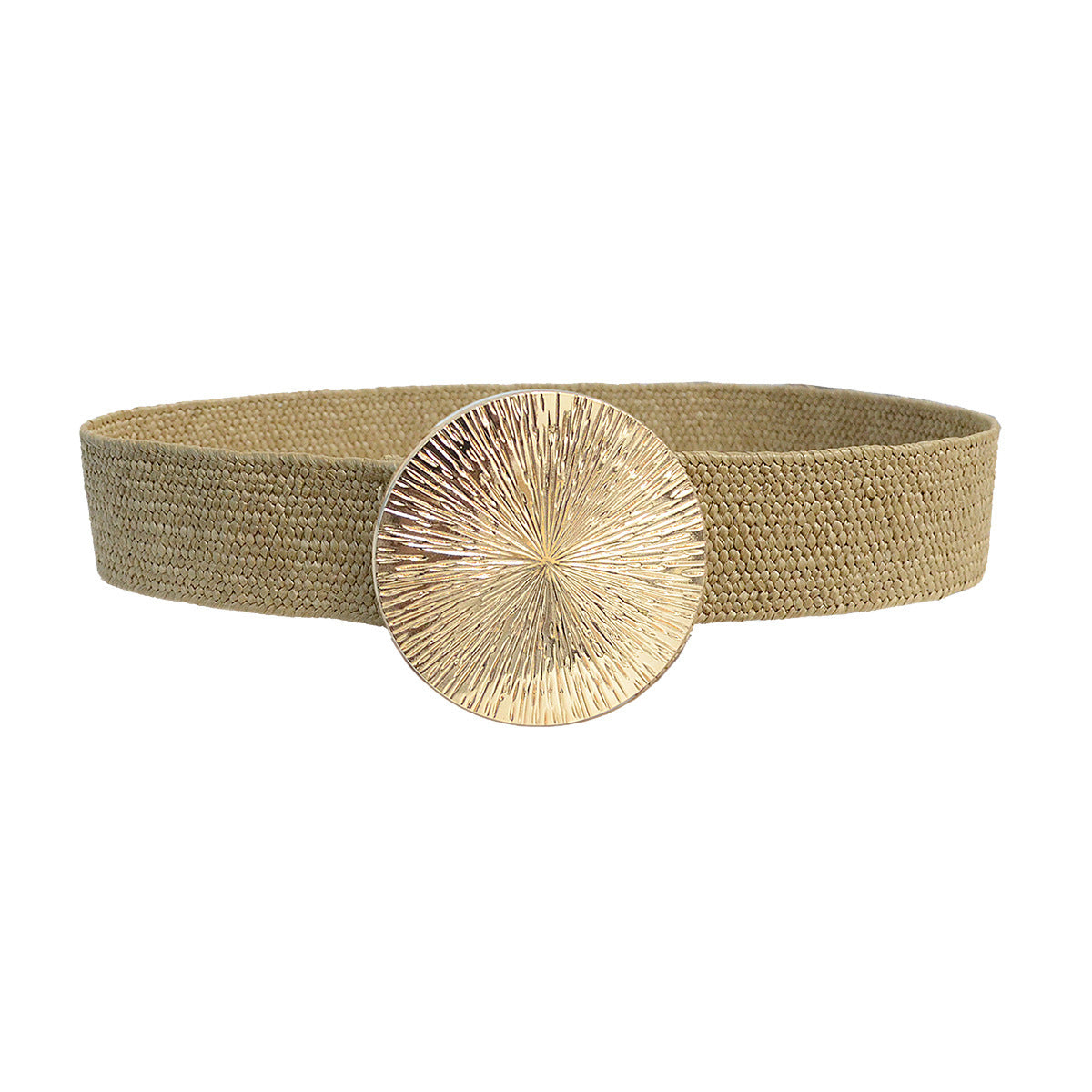 Ceinture pour femme, décontractée, simple, décorative, large, boucle ronde en métal, ceinture élastique à la taille