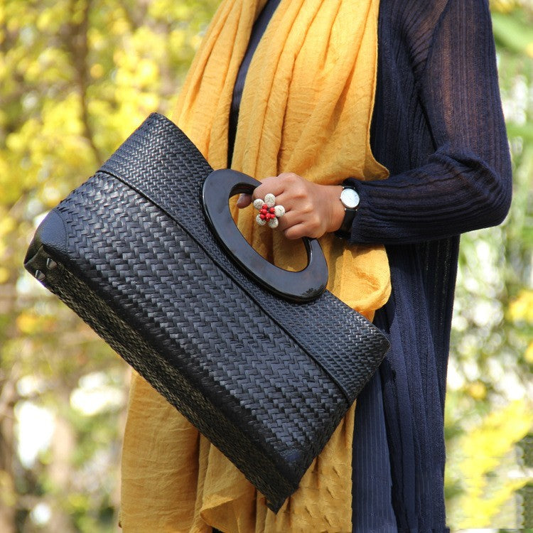 Nuevo Bolso de paja Original hecho a mano, bolso de mujer de ratán,