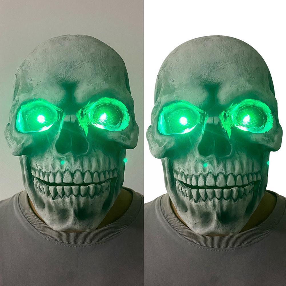 Masque d'Halloween en latex avec tête de mort et bouche mobile, accessoire de déguisement pour Halloween