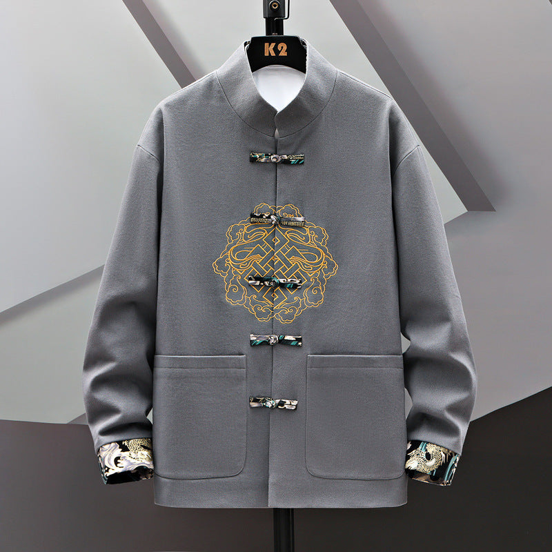 Manteau chinois brodé avec boucle de costume chinois