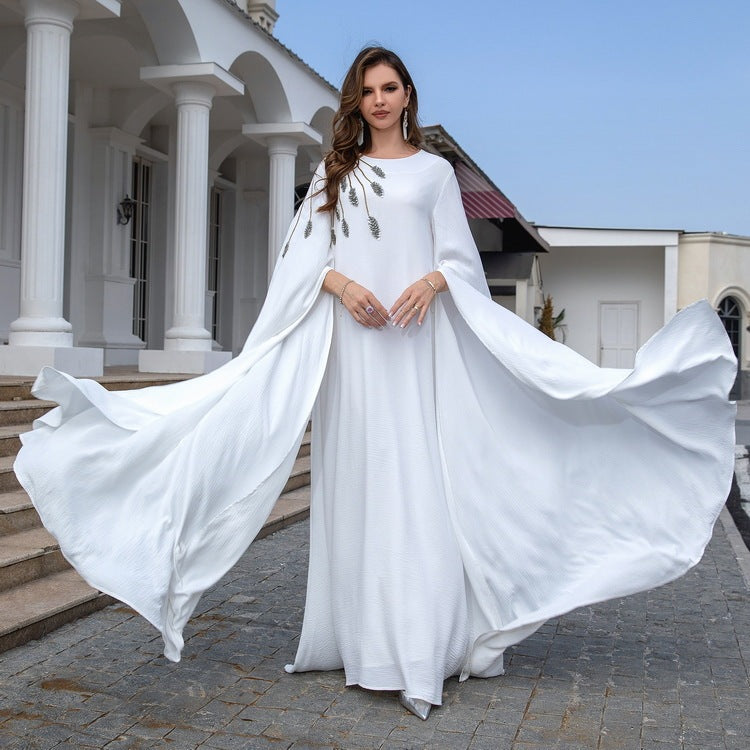 Túnica musulmana Abaya bordada para mujer, vestido de noche