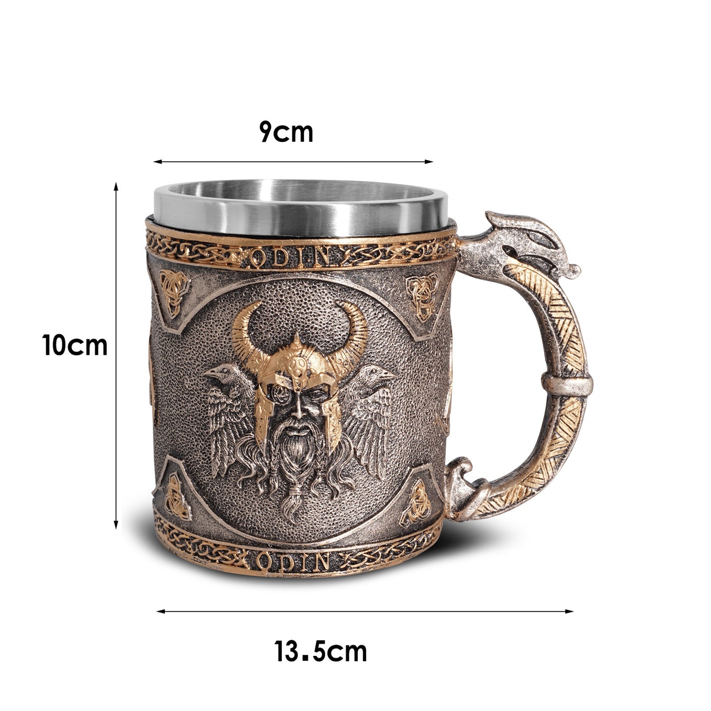 Vajilla personalizada Viking acero inoxidable forro calavera copa de vino resina