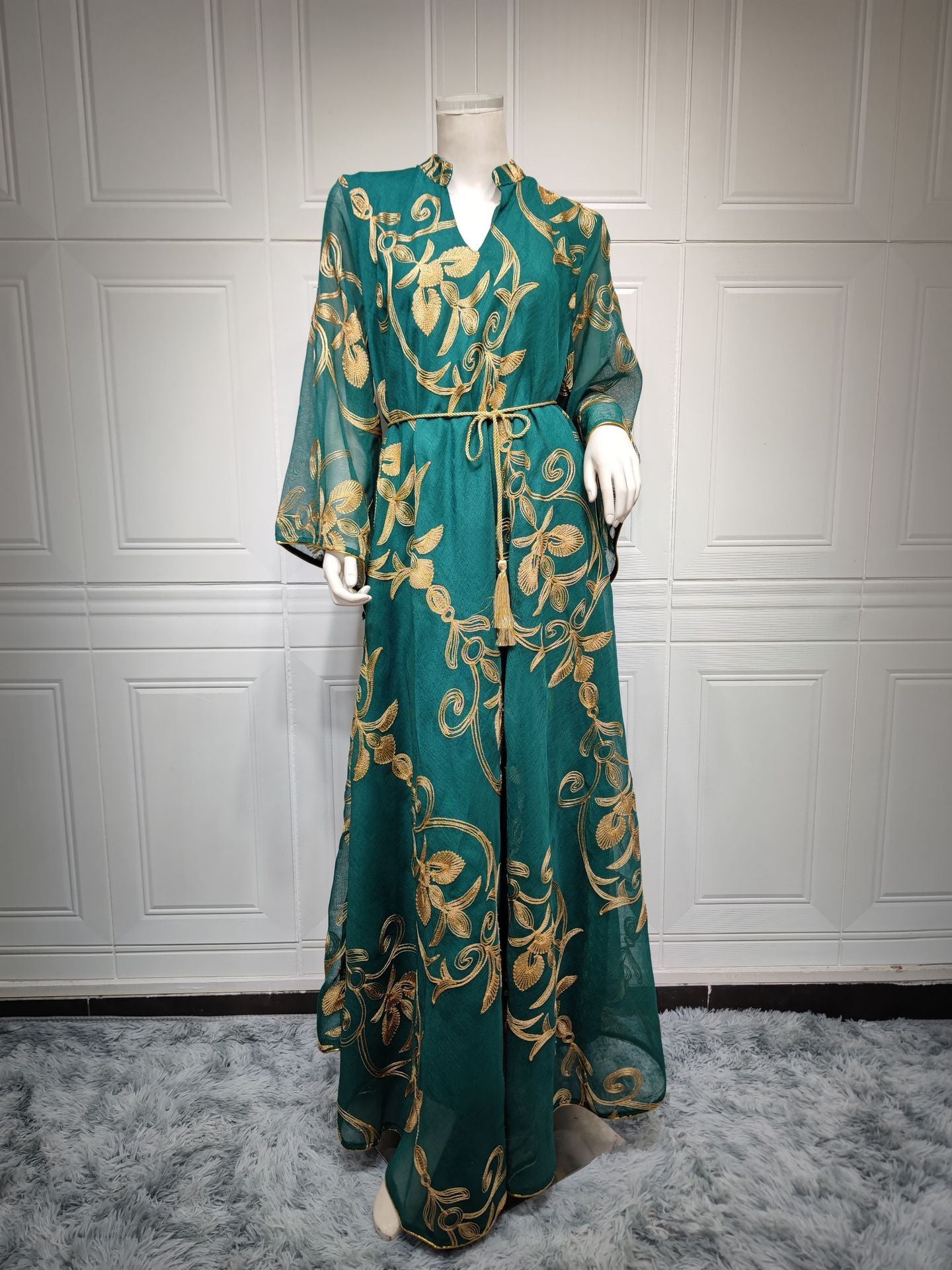 Robe en maille brodée arabe de Dubaï, mode musulmane pour dîner et fête