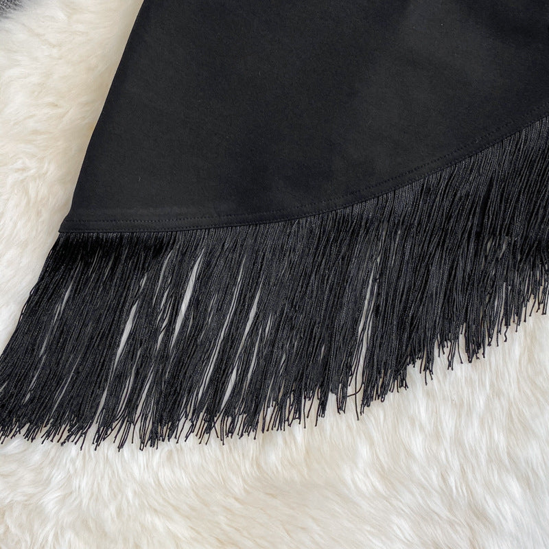 Jupe taille haute à pompons pour femme, nouvelle jupe élastique aux hanches