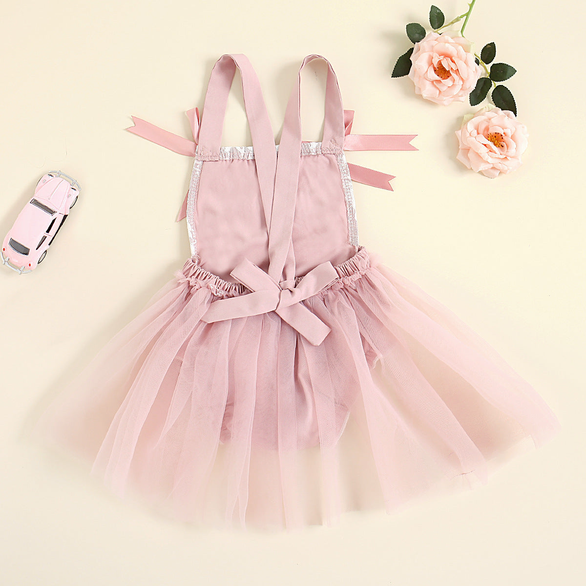 Mameluco de malla de encaje bicolor naranja con estampado de letras