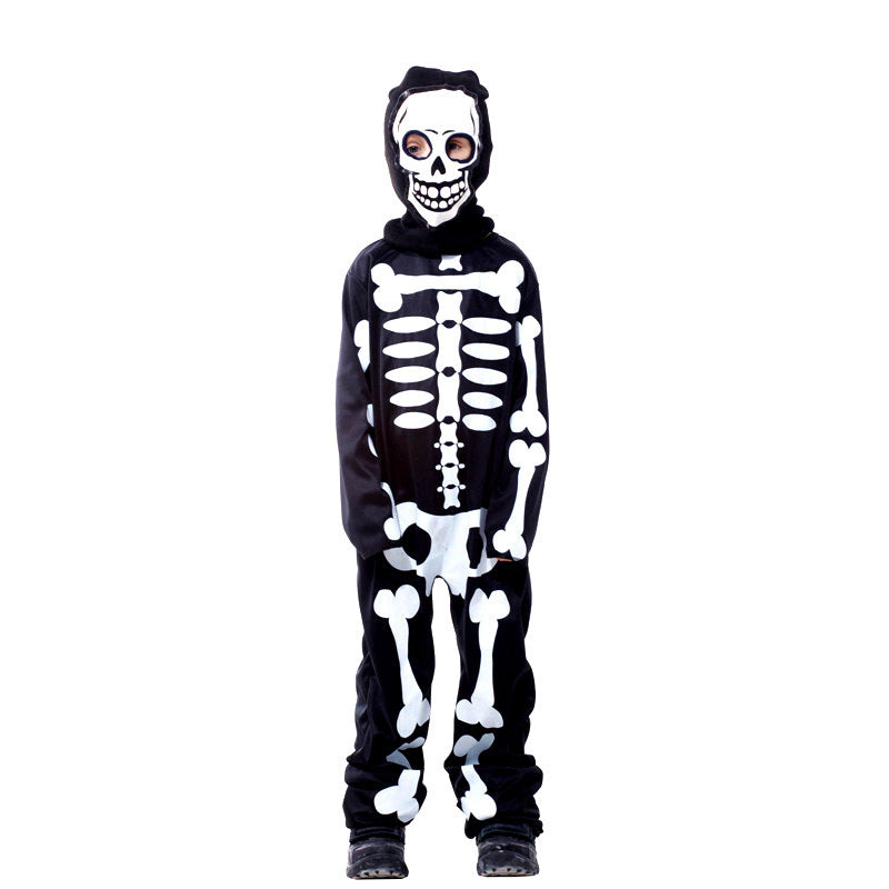 Costume de bal de maquillage pour enfants, fête d'Halloween, carnaval, crâne, garçon