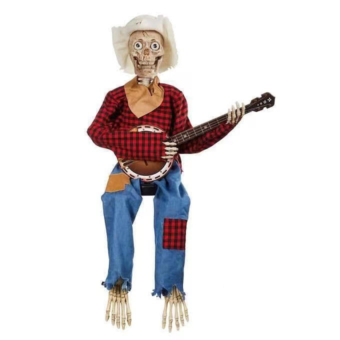 Decoración de esqueleto de banjo para Halloween
