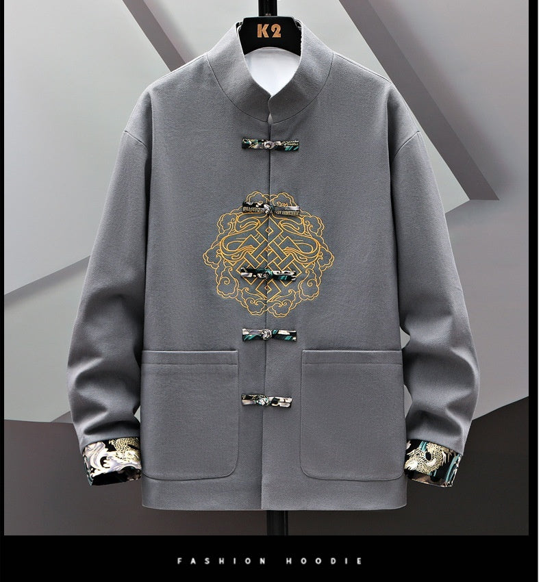 Manteau chinois brodé avec boucle de costume chinois
