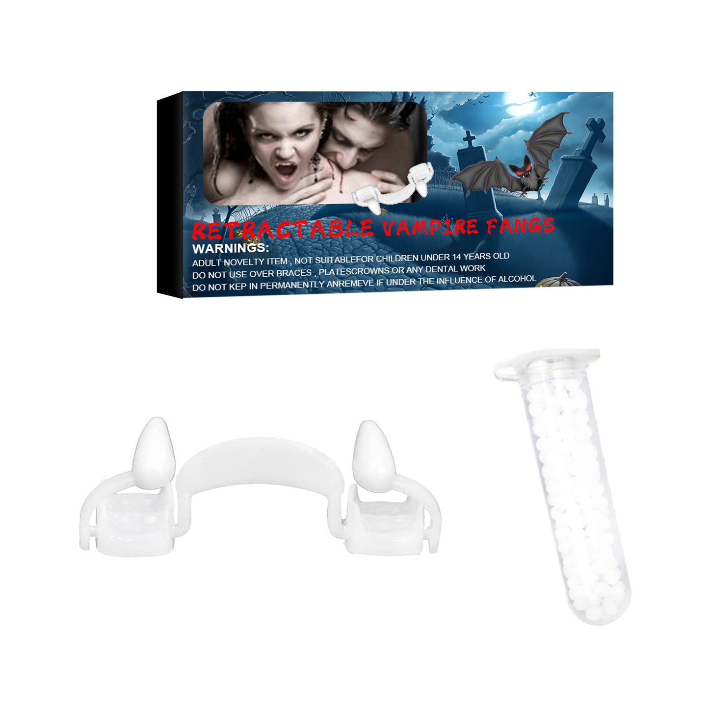 Dentaduras postizas de vampiro para Halloween Dientes de tigre falsos retráctiles para Halloween Decoraciones de cosplay para fiestas de Halloween