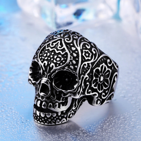 Bague tête de mort hip-hop tendance pour homme, style punk