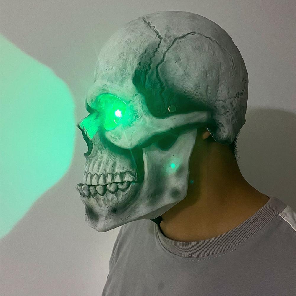 Masque d'Halloween en latex avec tête de mort et bouche mobile, accessoire de déguisement pour Halloween