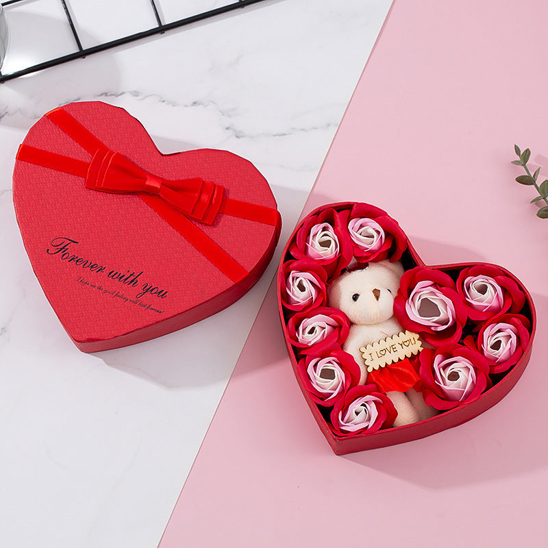 Caja de regalo con forma de corazón en forma de rosa roja Caja de regalo de Navidad para Año Nuevo Regalo de Navidad para San Valentín Regalo de cumpleaños para el Día de la Madre