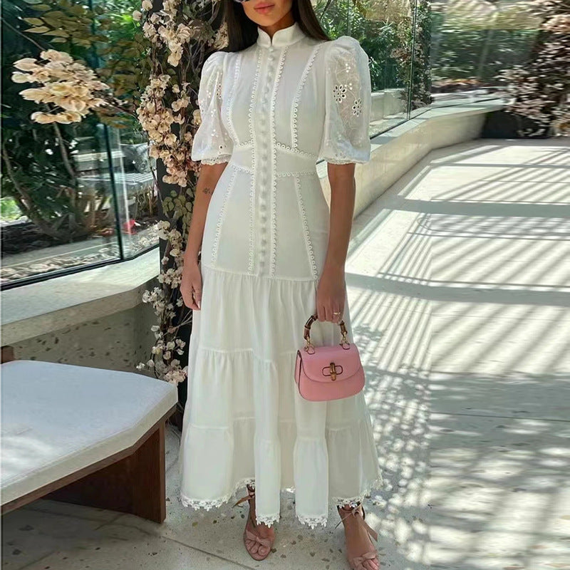 Temperament And Elegant Single-breasted Waist Slimming Dress
