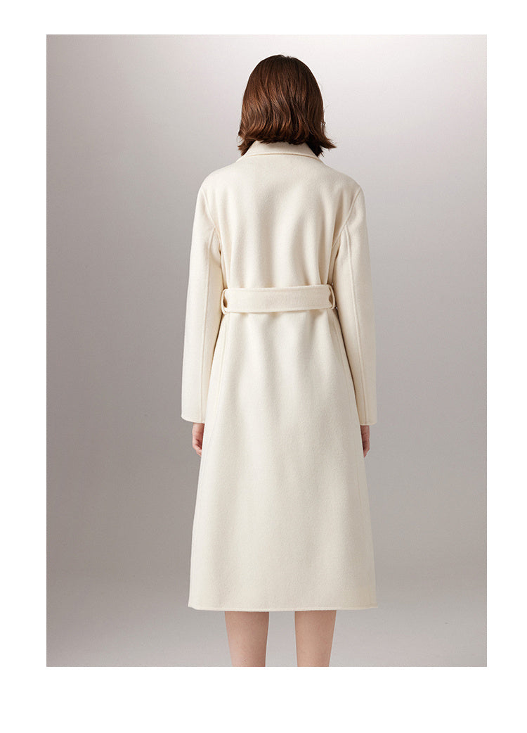 Manteau long en laine coupe slim haut de gamme pour femme