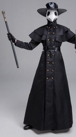 Costume de héros du donjon sombre d'Halloween, costume de docteur de la peste à bouche de corbeau