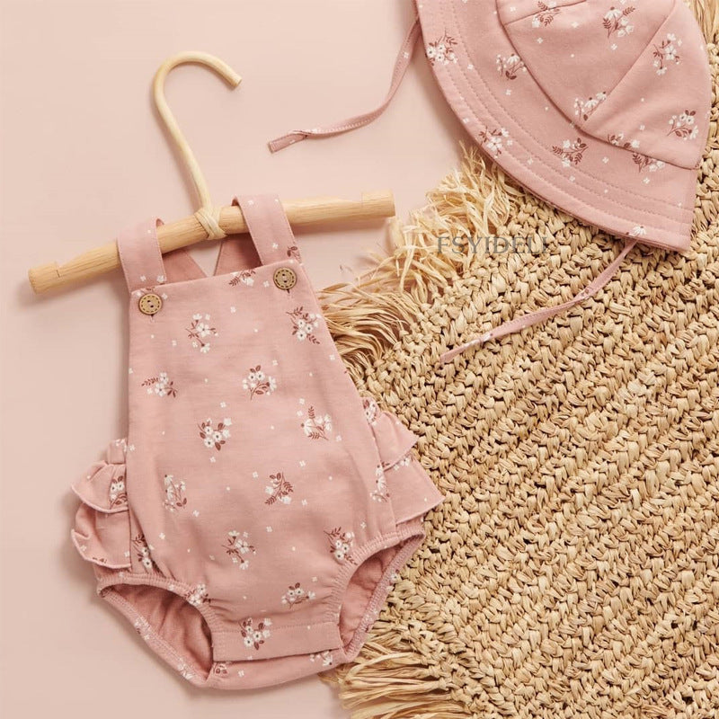 Body con tirantes y volantes con estampado de moda para niños
