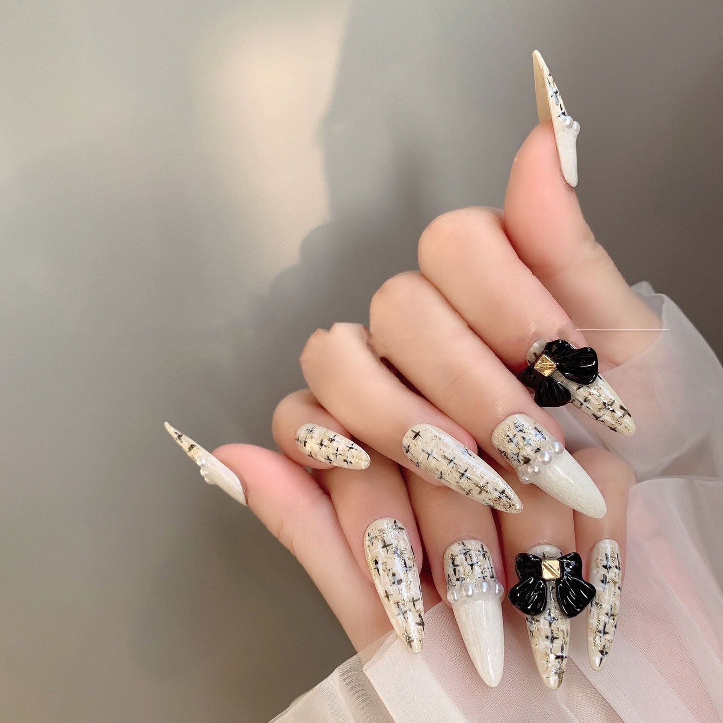Patch pour ongles en tweed léger et luxueux, effet premium