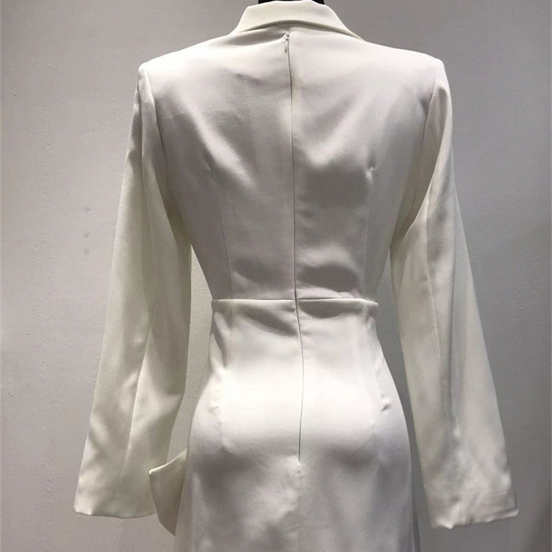 Women's Temperament Three-dimensional Flowers Waist Lapel Dress
