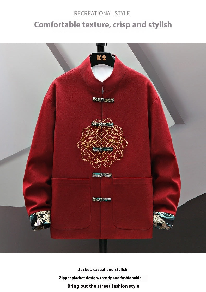 Manteau chinois brodé avec boucle de costume chinois