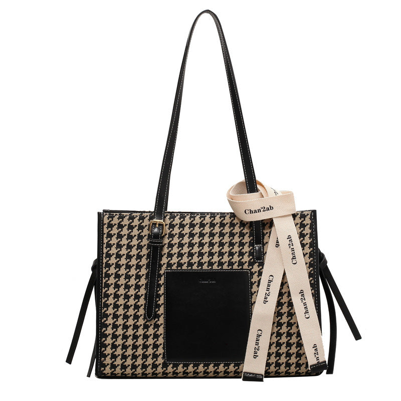 Ladies Checkerboard Contrast Color Plaid Generous Bag