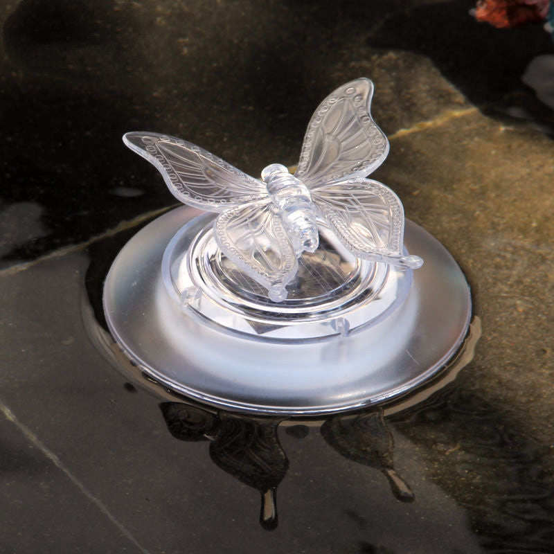 Lámpara flotante LED Solar con forma de libélula y mariposa, luz de agua para estanque de jardín, natación creativa