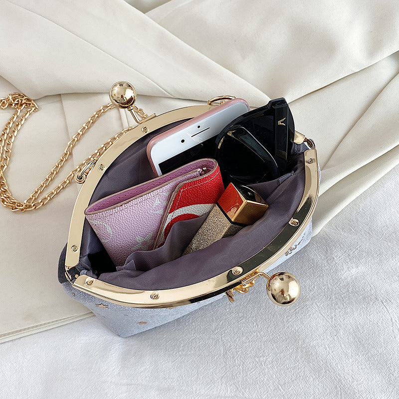 Gold Velvet Sweet Lady Shell Bag