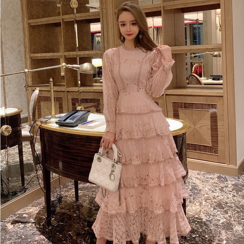 Vestido de encaje bordado de encaje para mujer