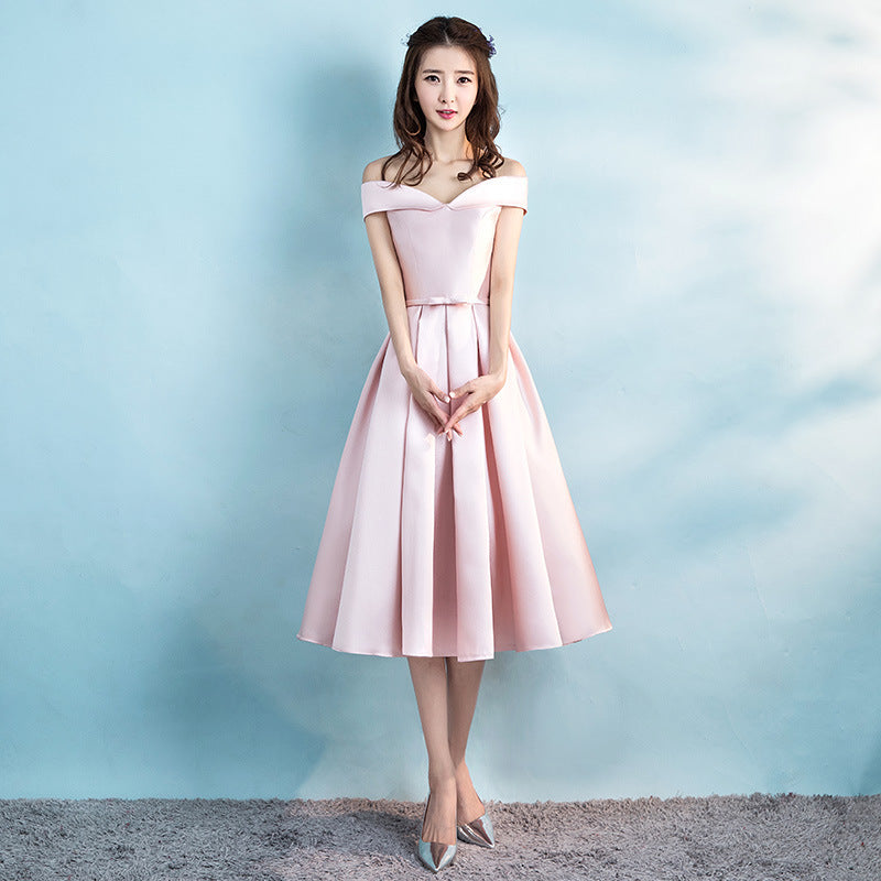 One-shoulder Satin Evening Dress