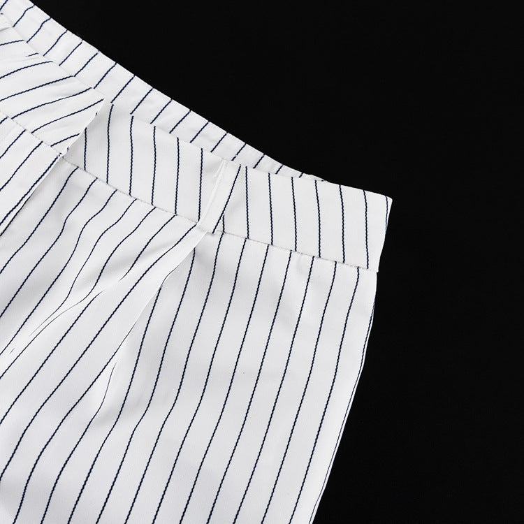 Gilet et pantalon rayés pour femme, tenue décontractée, tenue de ville