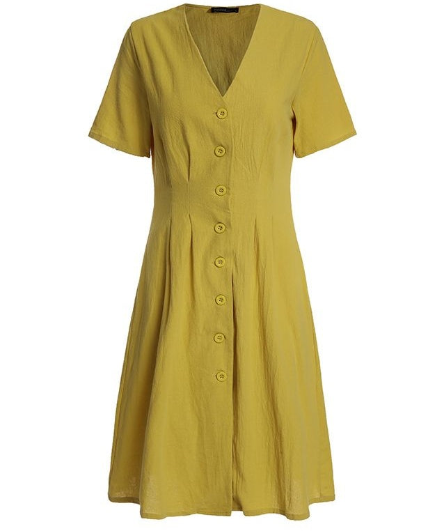 Robe décontractée en lin avec jupe pare-soleil