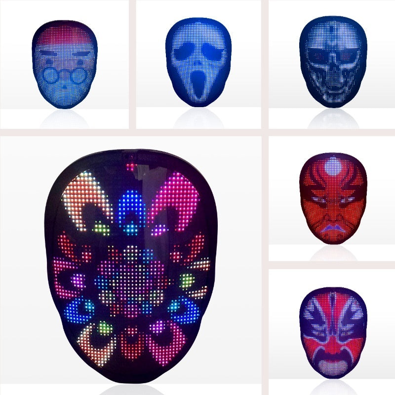 Masques d'Halloween lumineux à LED en couleur, masque changeant de visage, accessoires de bar pour fête