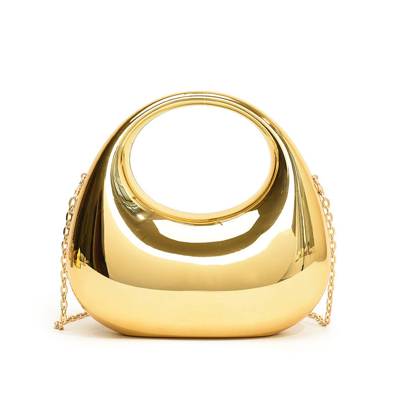 Sac à main en acrylique doré de petite taille avec chaîne oblique