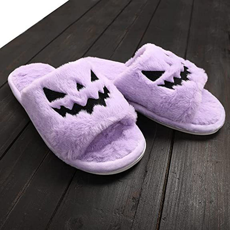 Chaussures d'Halloween, pantoufles d'hiver mignonnes et chaudes pour femmes