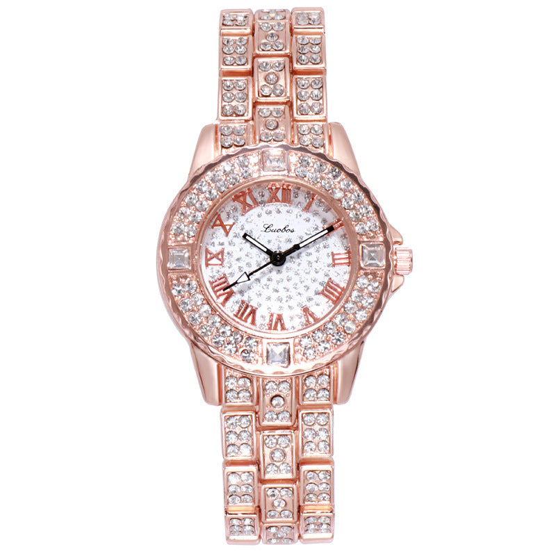Montre à quartz simple en alliage de strass pour femme