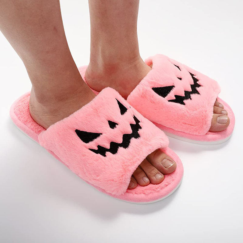 Chaussures d'Halloween, pantoufles d'hiver mignonnes et chaudes pour femmes