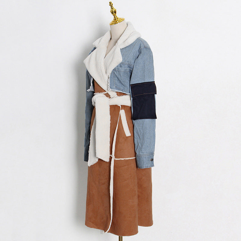 Veste longue en denim et coton tendance
