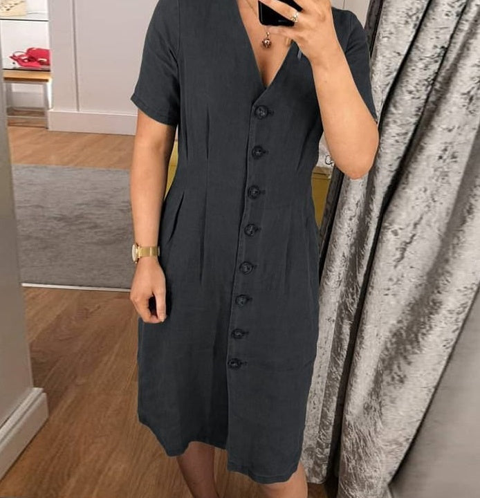 Robe décontractée en lin avec jupe pare-soleil