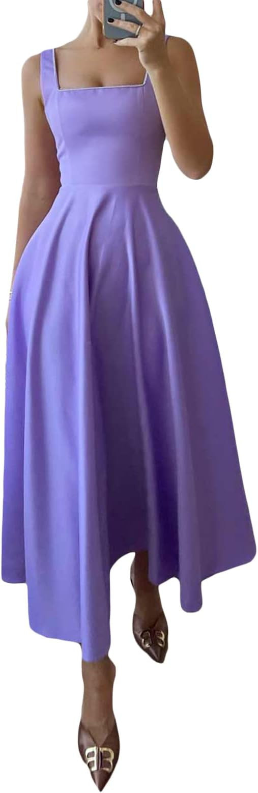 Robe corset longue sans manches à col carré pour femme
