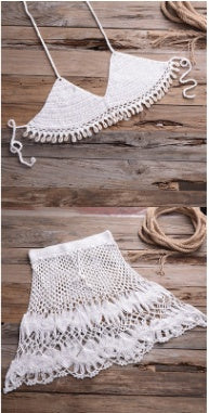 Robe de plage fendue tricotée à la main