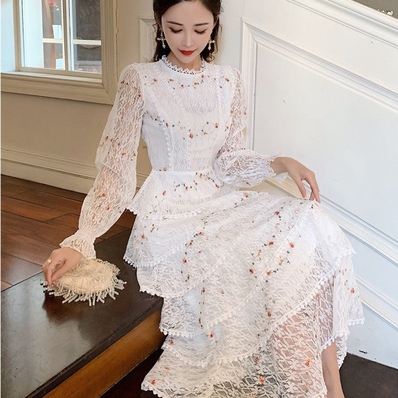 Vestido de encaje bordado de encaje para mujer