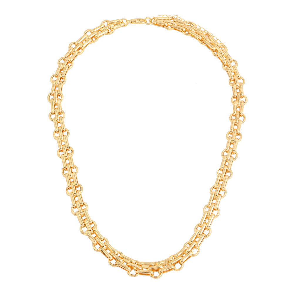 Collar de metal estilo punk multicapa con colgante de moneda y cadena de clavícula salvaje